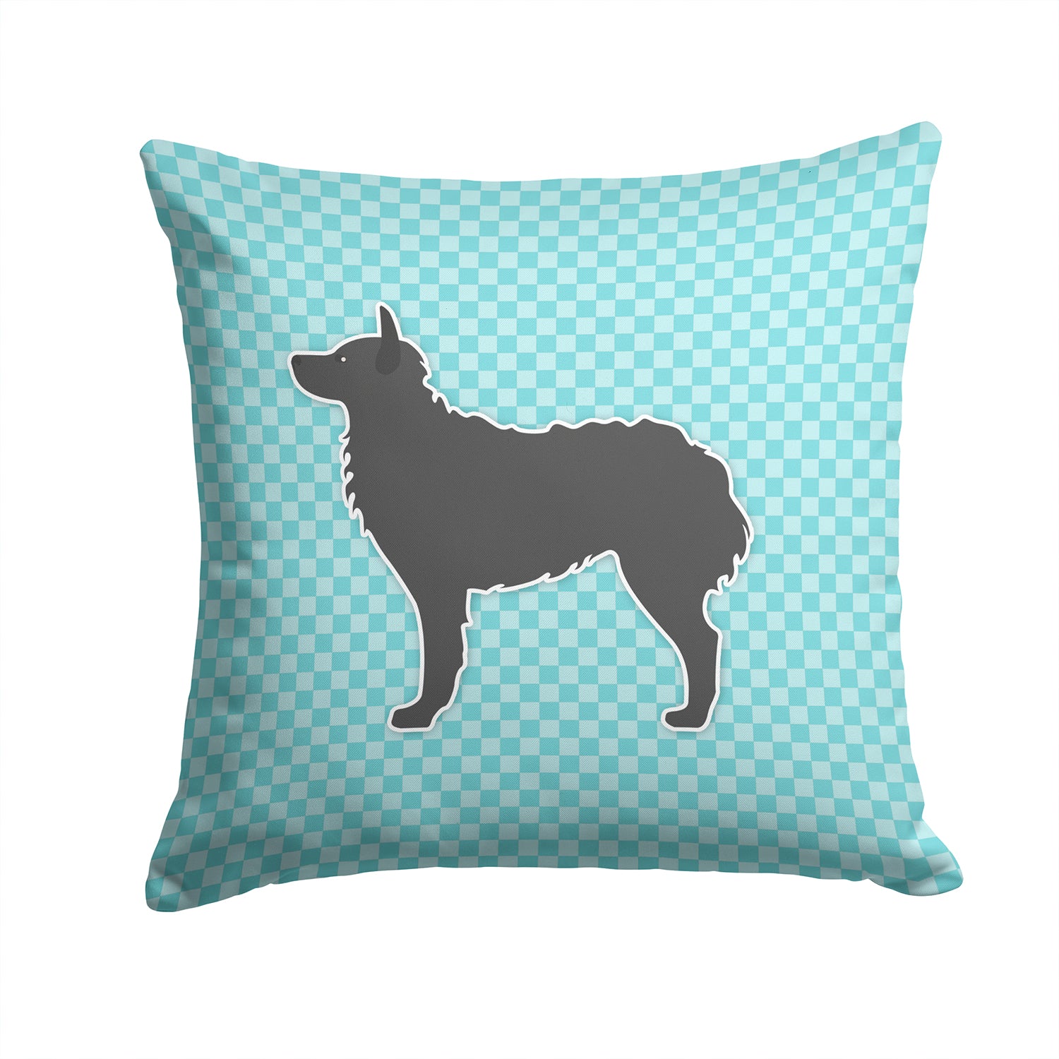 Croatian Sheepdog Checkerboard Blue Fabric Decorative Pillow BB3721PW1414 - the-store.com
