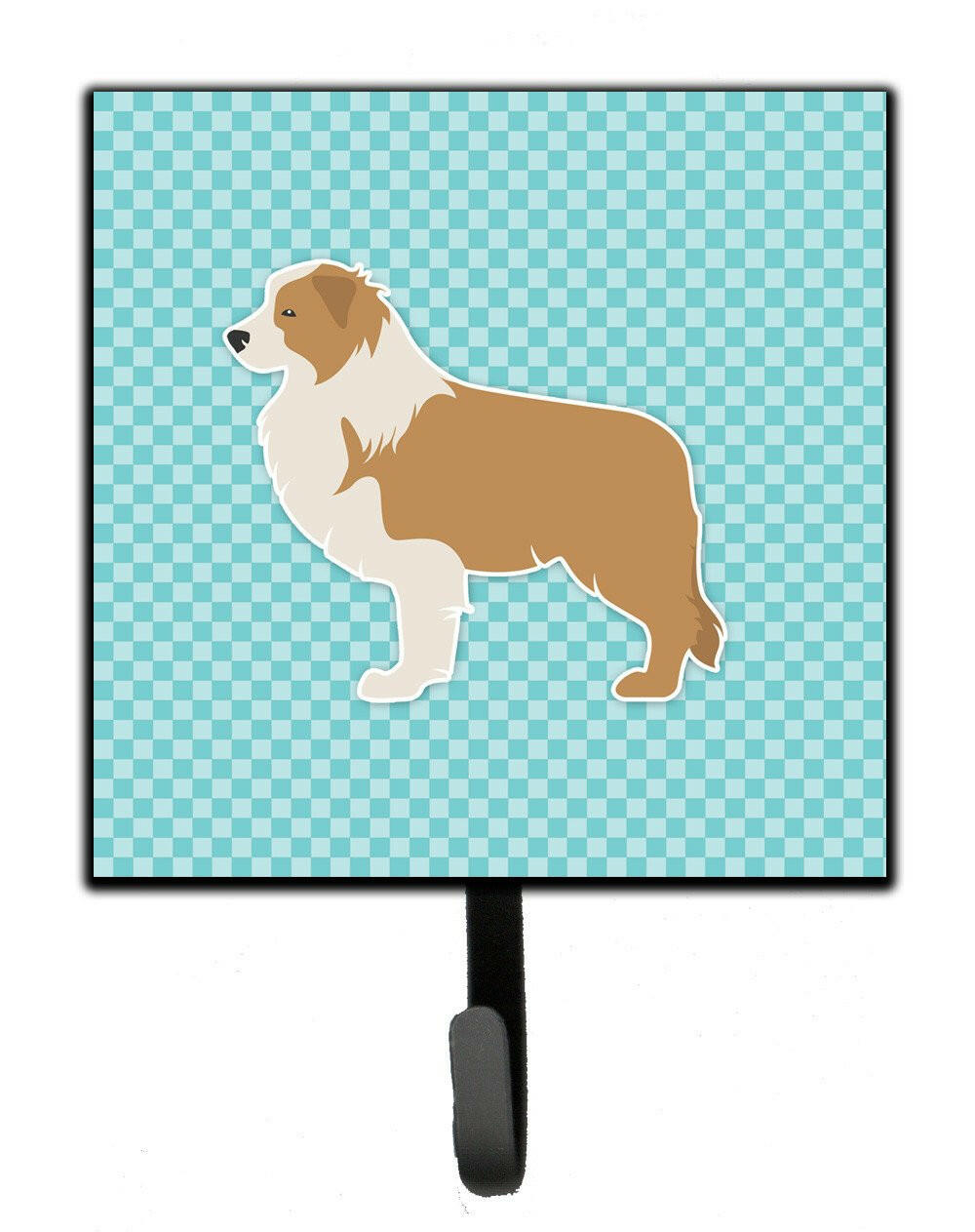 Red Border Collie Checkerboard Blue Leash or Key Holder BB3722SH4 by Caroline's Treasures