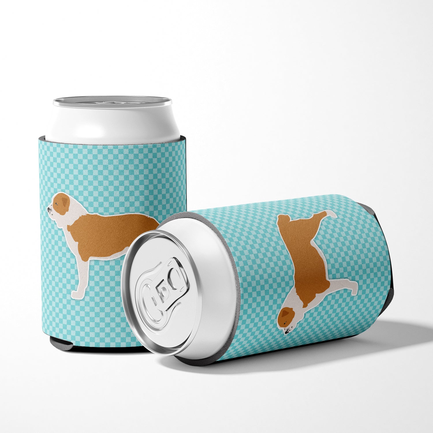 Central Asian Shepherd Dog Checkerboard Blue Can or Bottle Hugger BB3728CC  the-store.com.