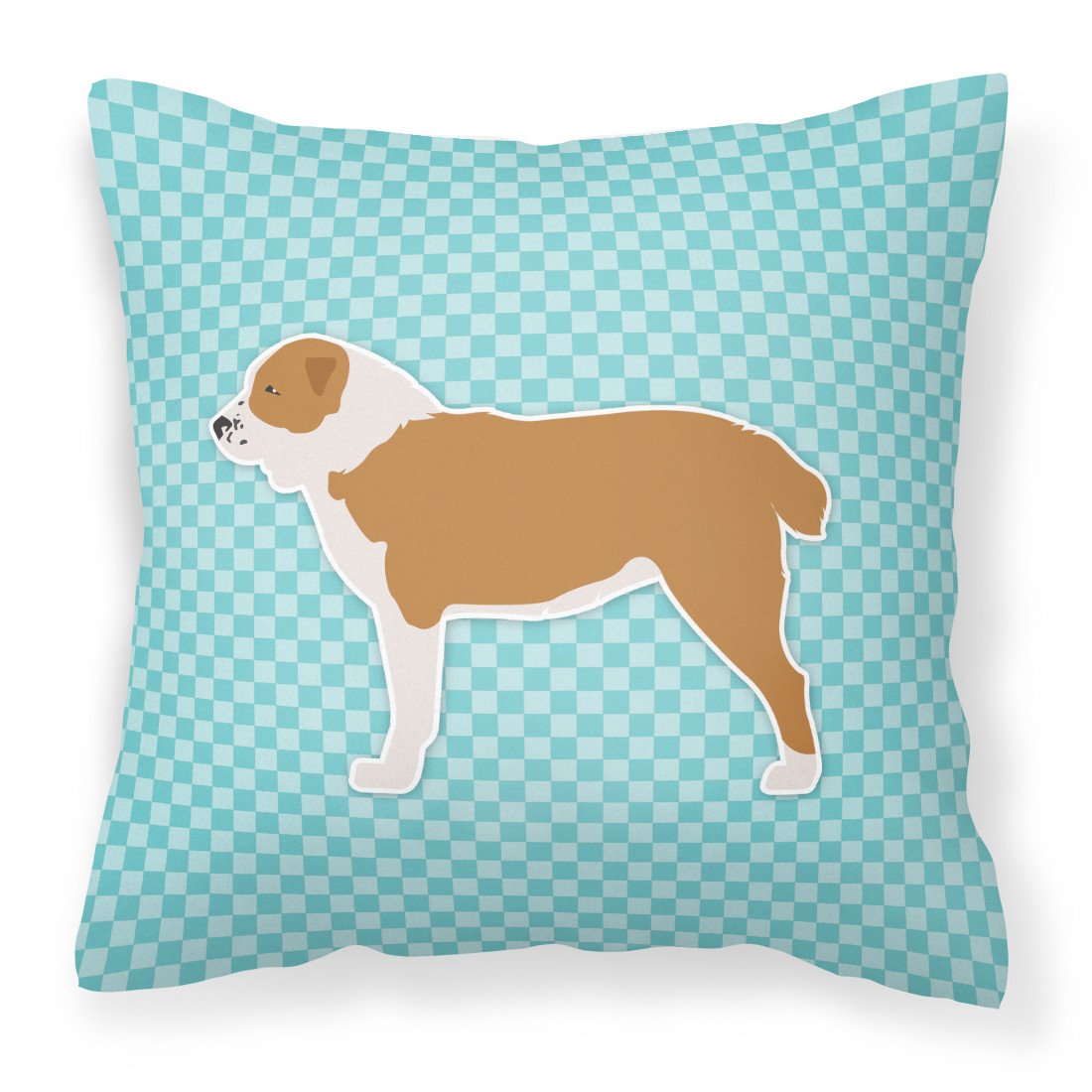 Central Asian Shepherd Dog Checkerboard Blue Fabric Decorative Pillow BB3728PW1818 by Caroline&#39;s Treasures