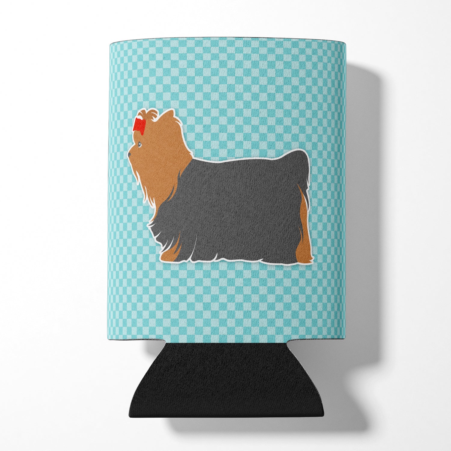 Yorkshire Terrier Yorkie Checkerboard Blue Can or Bottle Hugger BB3734CC  the-store.com.