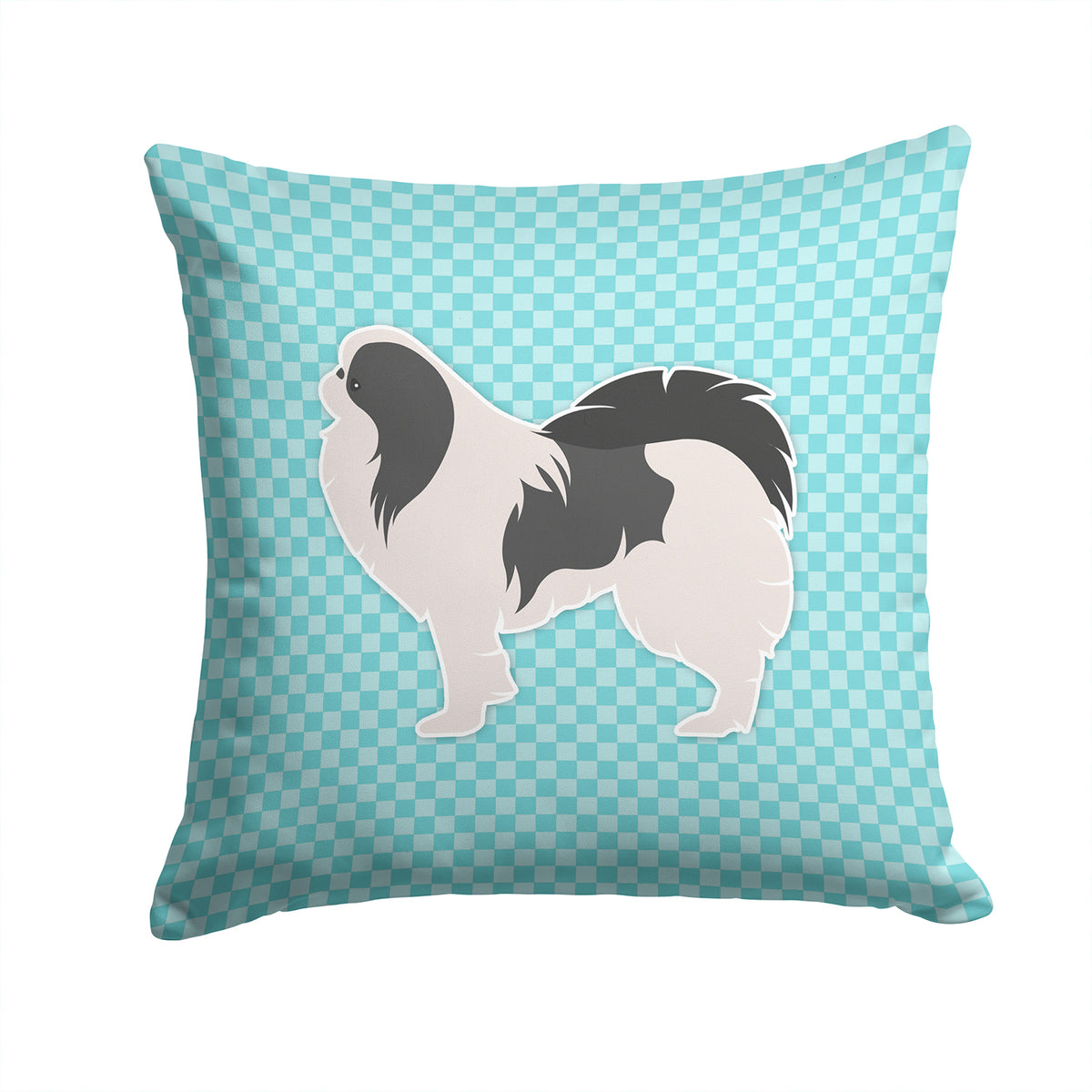 Japanese Chin Checkerboard Blue Fabric Decorative Pillow BB3737PW1414 - the-store.com