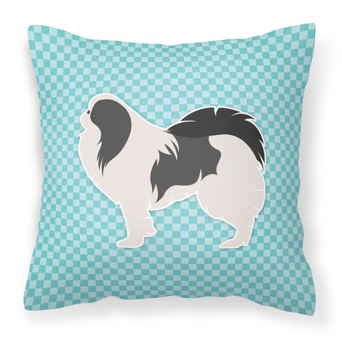 Japanese Chin Checkerboard Blue Fabric Decorative Pillow BB3737PW1818 by Caroline&#39;s Treasures