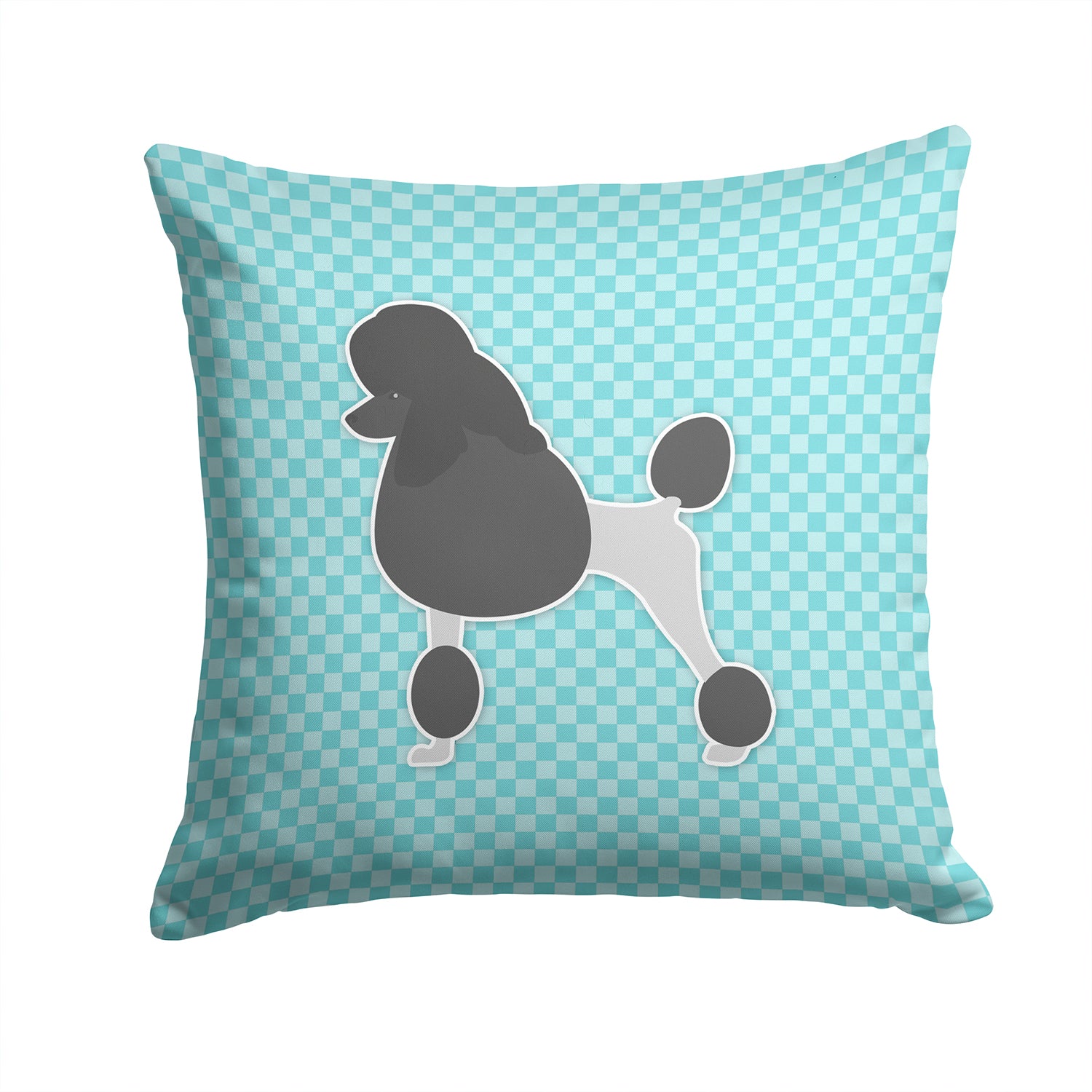Poodle Checkerboard Blue Fabric Decorative Pillow BB3739PW1414 - the-store.com