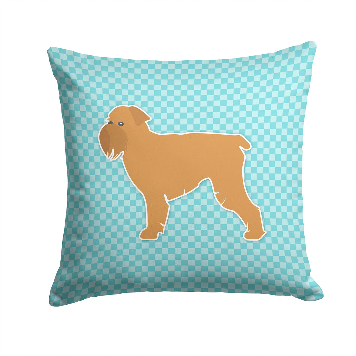 Brussels Griffon Checkerboard Blue Fabric Decorative Pillow BB3740PW1414 - the-store.com
