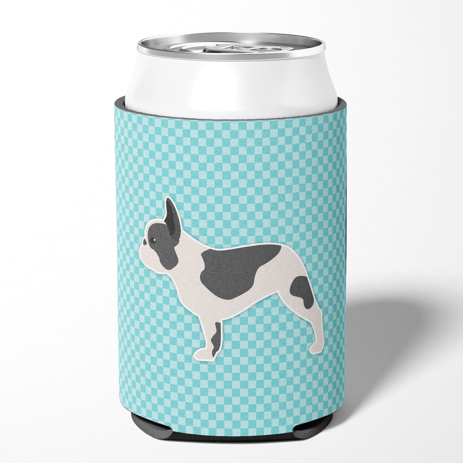 French Bulldog Checkerboard Blue Can or Bottle Hugger BB3741CC  the-store.com.