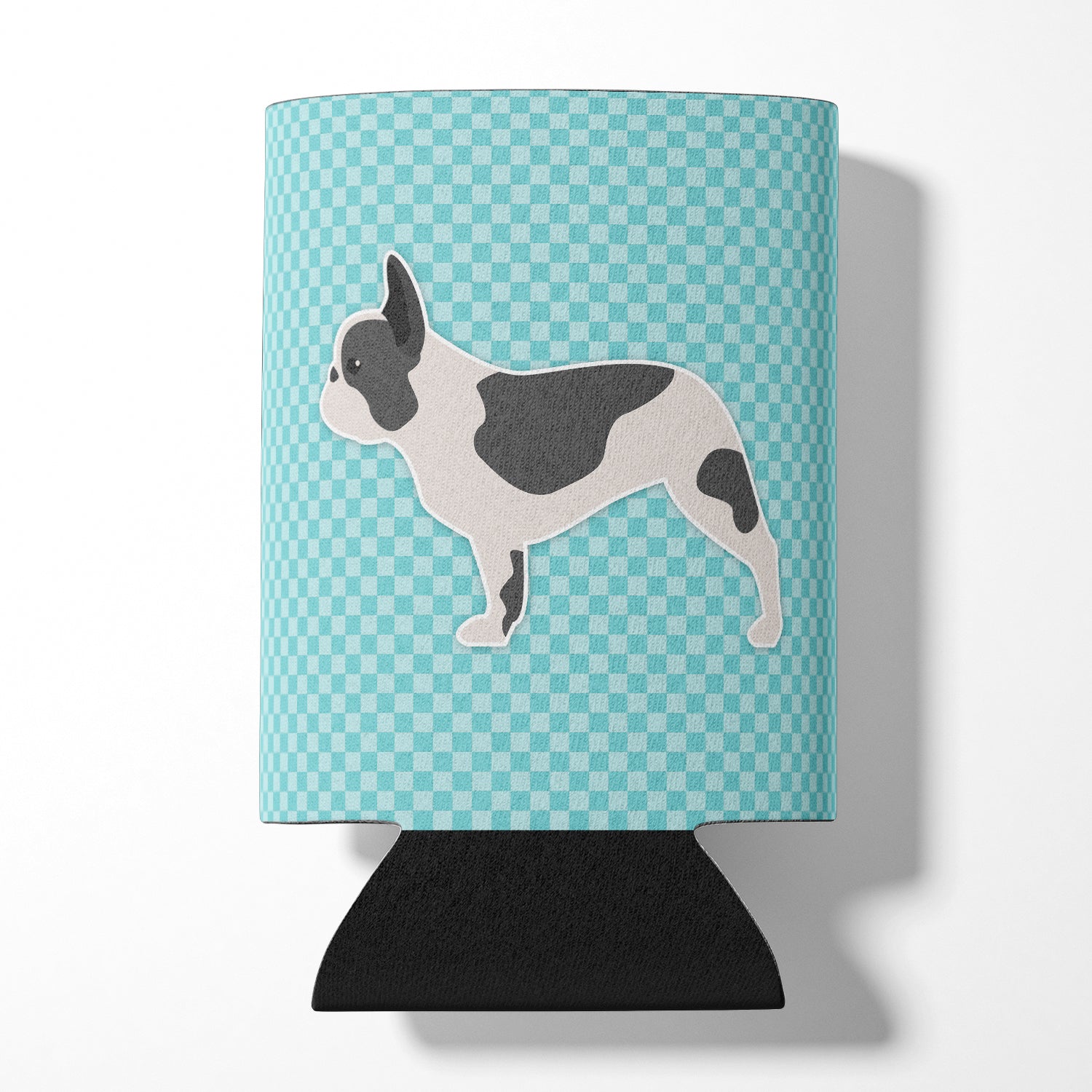 French Bulldog Checkerboard Blue Can or Bottle Hugger BB3741CC  the-store.com.