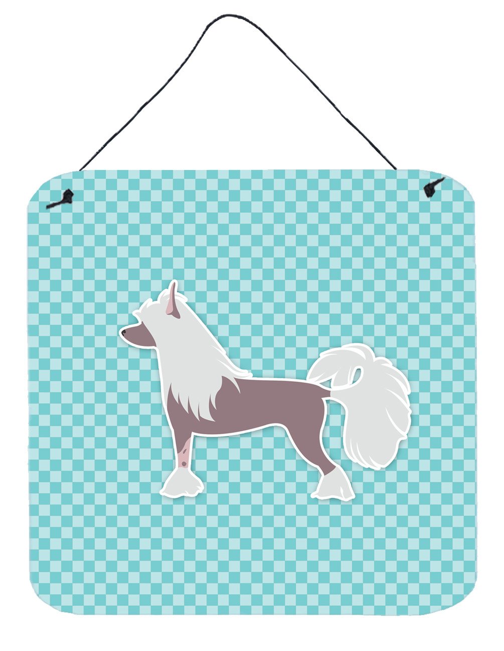 Chinese Crested Checkerboard Blue Wall or Door Hanging Prints BB3743DS66 by Caroline&#39;s Treasures
