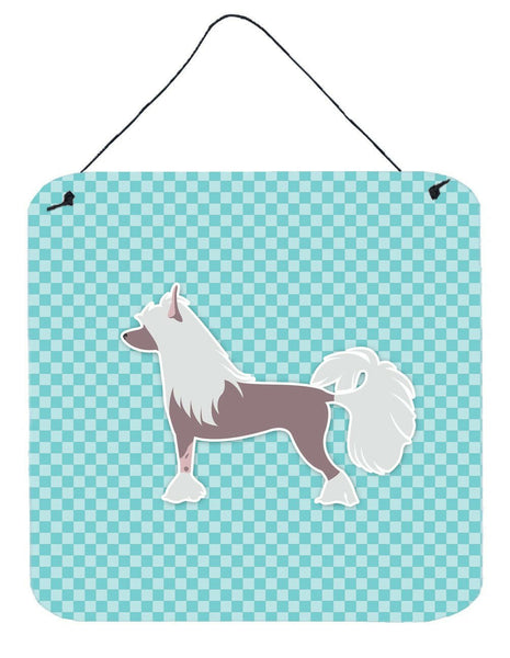 Chinese Crested Checkerboard Blue Wall or Door Hanging Prints BB3743DS66 by Caroline's Treasures