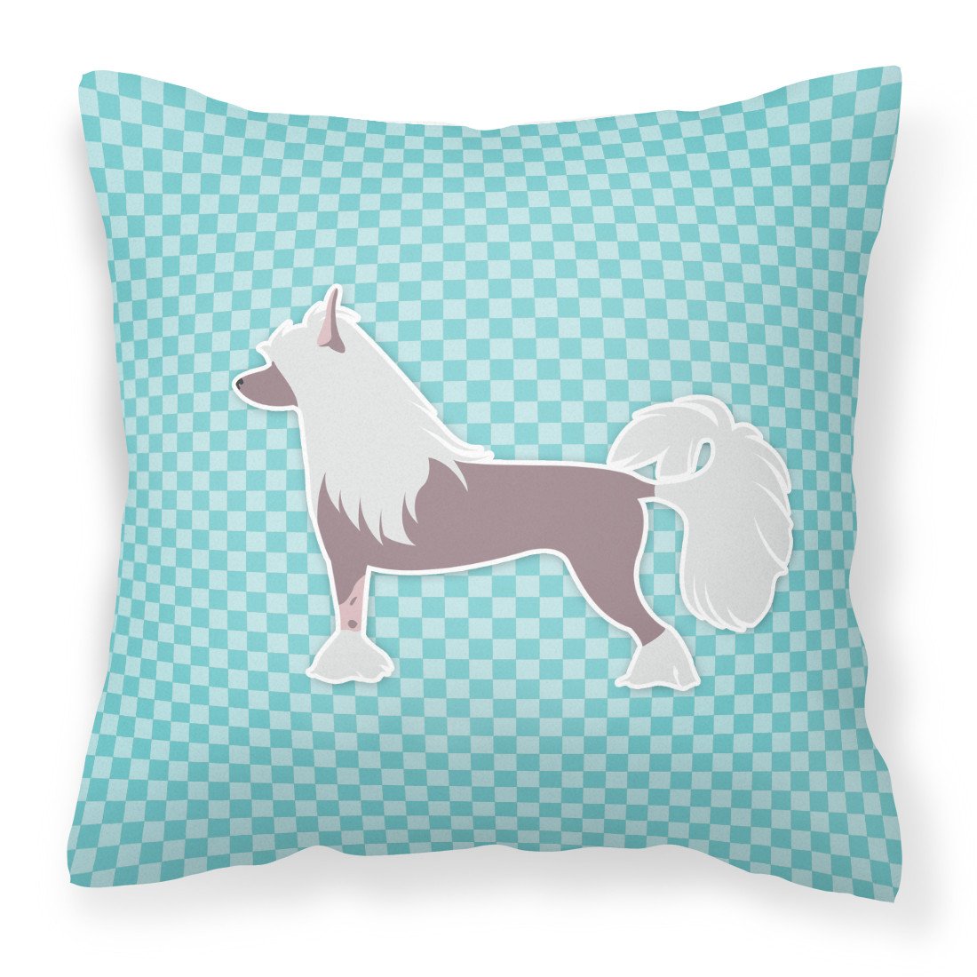 Chinese Crested Checkerboard Blue Fabric Decorative Pillow BB3743PW1818 by Caroline&#39;s Treasures
