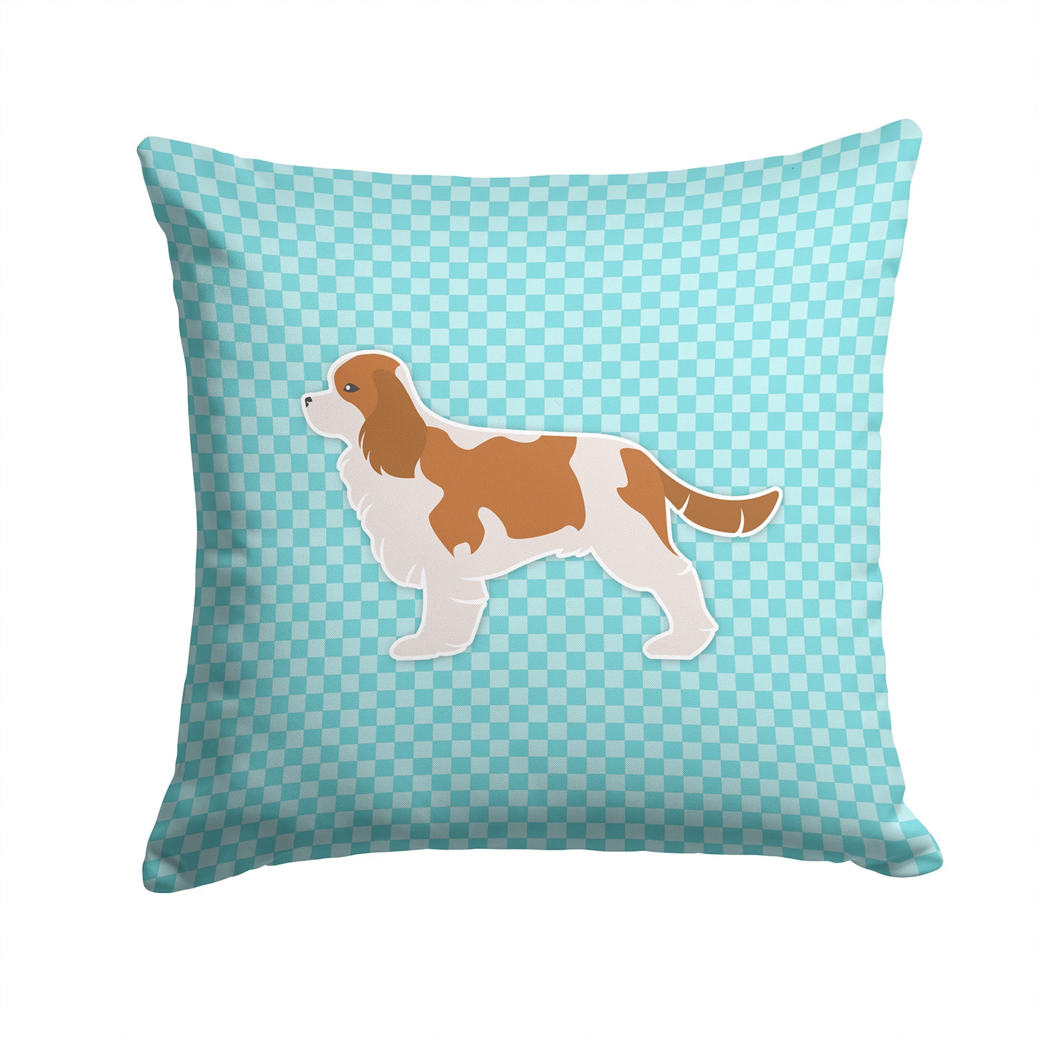 Cavalier King Charles Spaniel Checkerboard Blue Fabric Decorative Pillow BB3749PW1414 - the-store.com