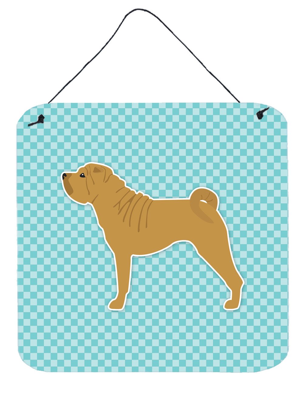 Shar Pei Checkerboard Blue Wall or Door Hanging Prints BB3752DS66 by Caroline&#39;s Treasures