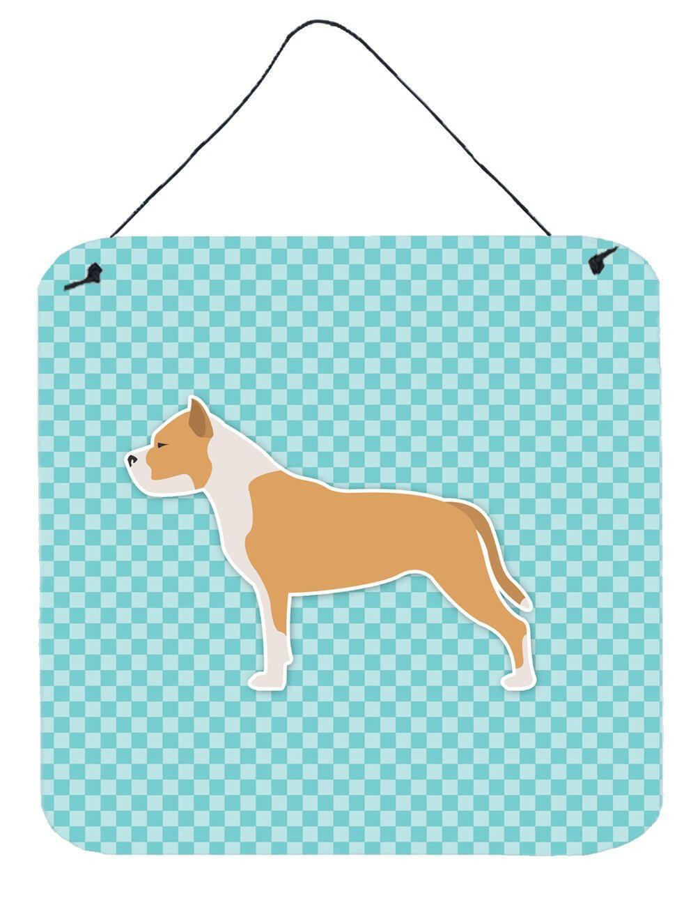 Staffordshire Bull Terrier Checkerboard Blue Wall or Door Hanging Prints BB3754DS66 by Caroline&#39;s Treasures