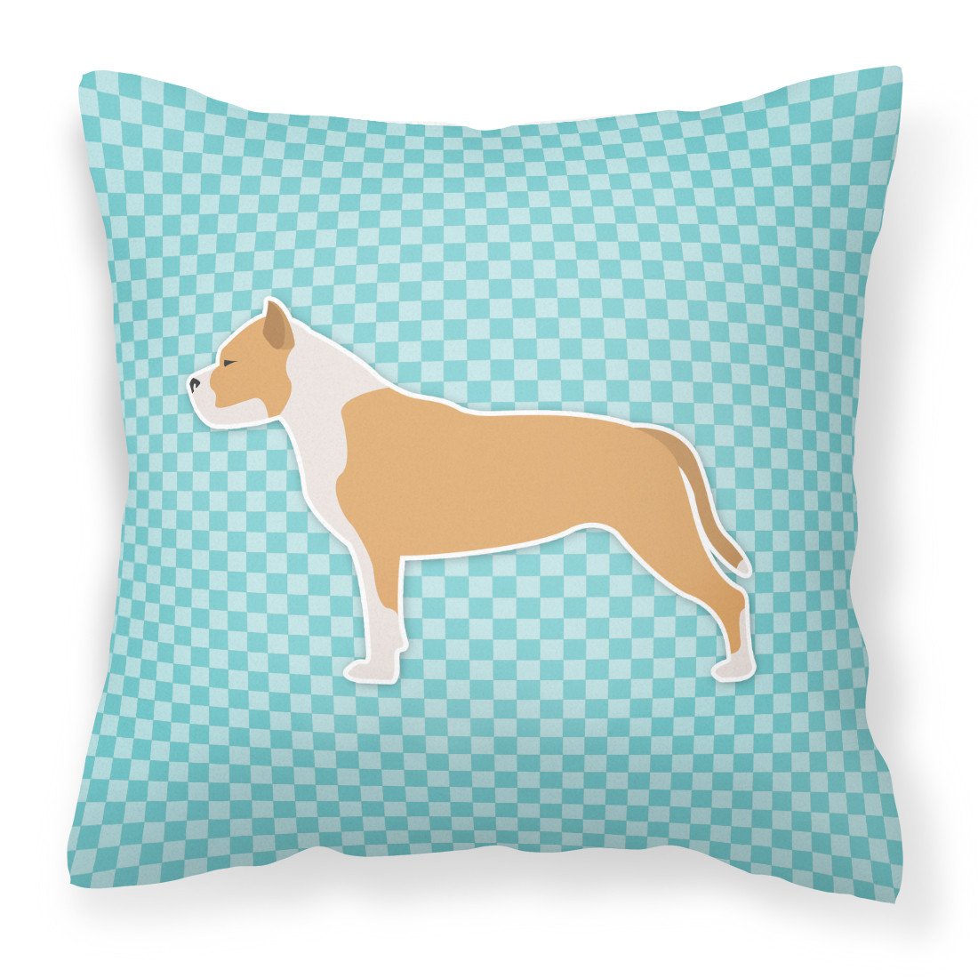 Staffordshire Bull Terrier Checkerboard Blue Fabric Decorative Pillow BB3754PW1818 by Caroline&#39;s Treasures