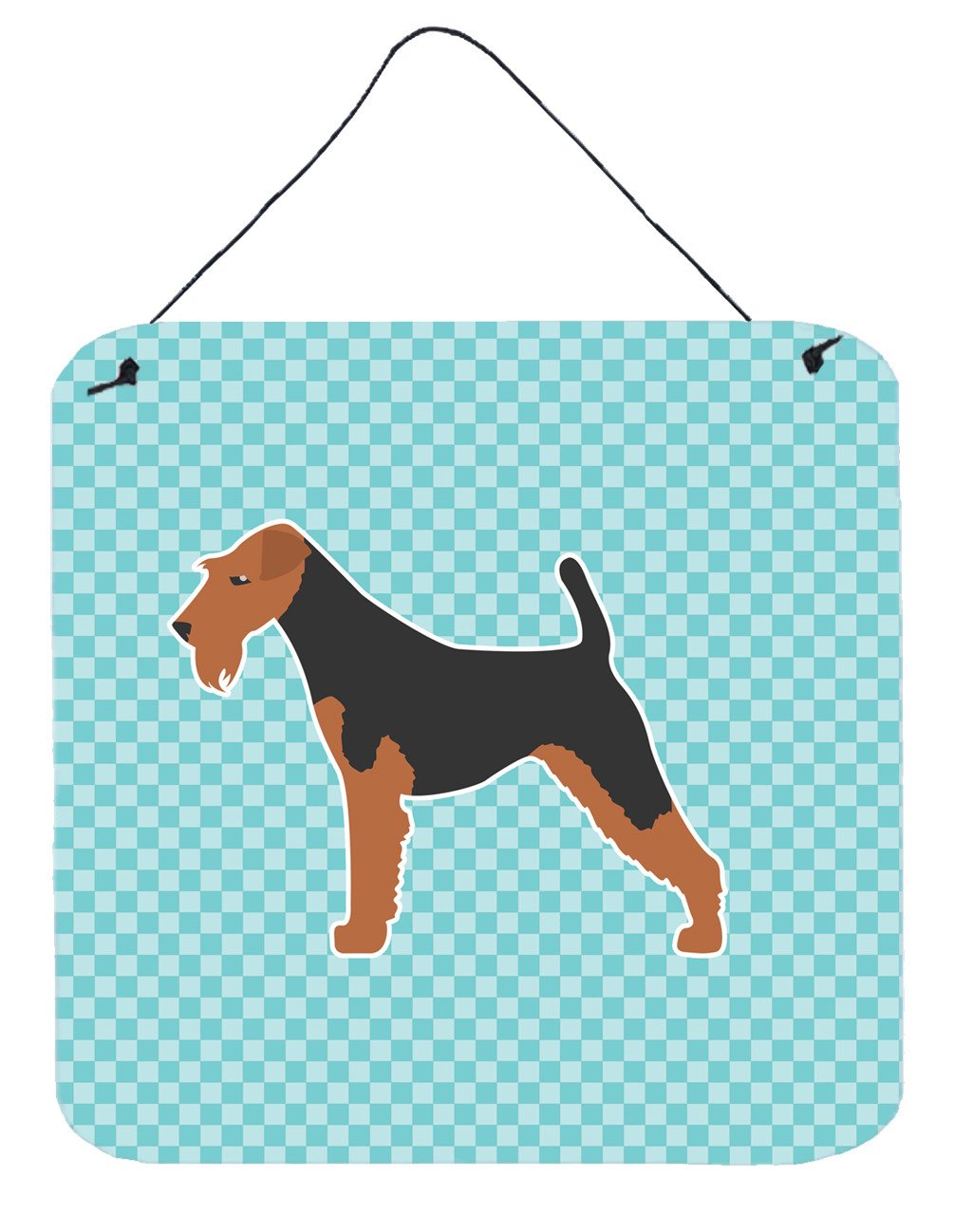 Airedale Terrier Checkerboard Blue Wall or Door Hanging Prints BB3757DS66 by Caroline&#39;s Treasures