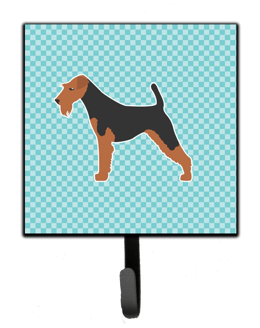 Airedale Terrier Checkerboard Blue Leash or Key Holder BB3757SH4 by Caroline&#39;s Treasures