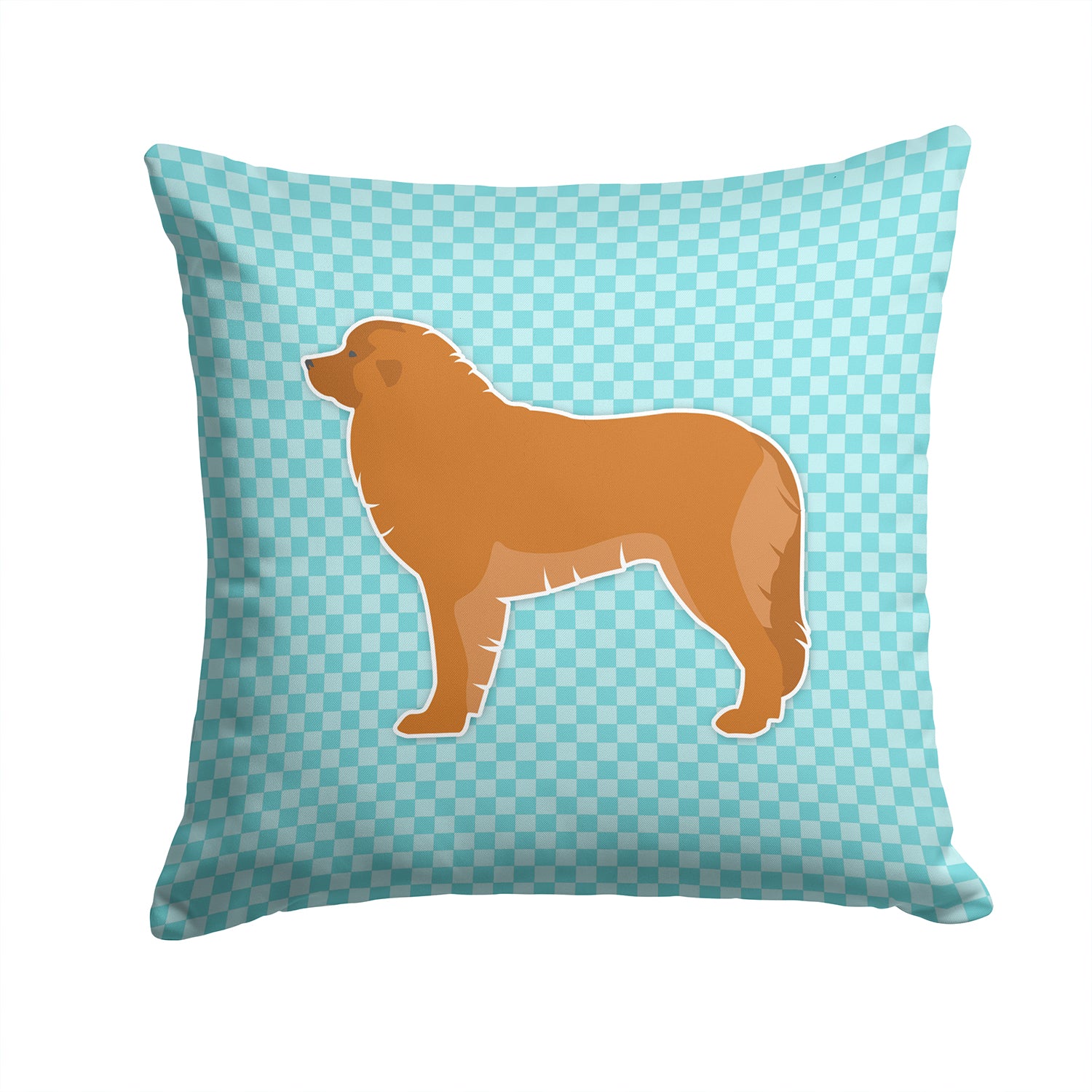Leonberger Checkerboard Blue Fabric Decorative Pillow BB3758PW1414 - the-store.com