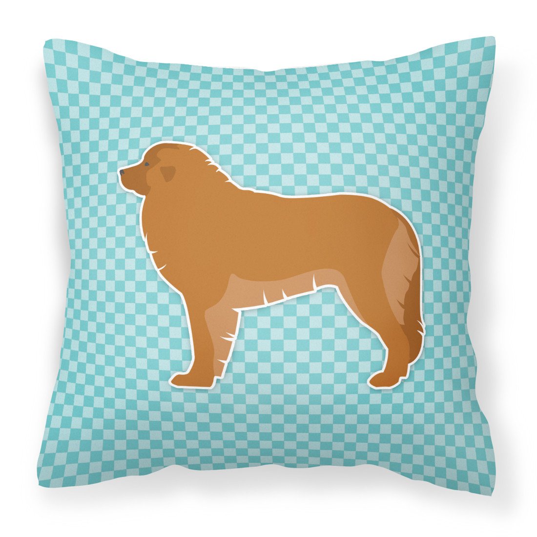 Leonberger Checkerboard Blue Fabric Decorative Pillow BB3758PW1818 by Caroline&#39;s Treasures