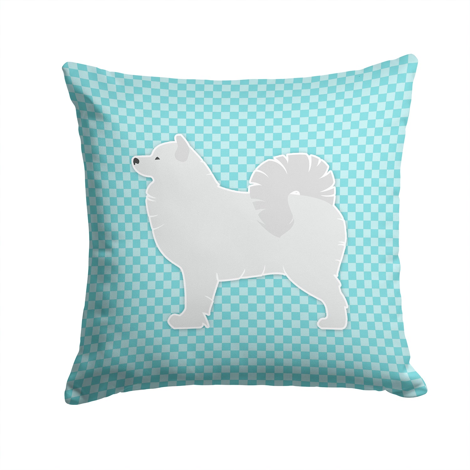 Samoyed Checkerboard Blue Fabric Decorative Pillow BB3759PW1414 - the-store.com