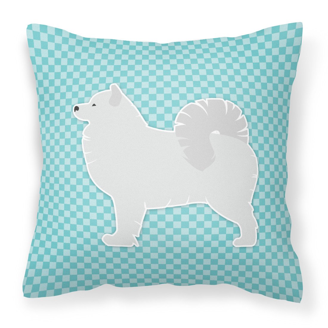 Samoyed Checkerboard Blue Fabric Decorative Pillow BB3759PW1818 by Caroline&#39;s Treasures