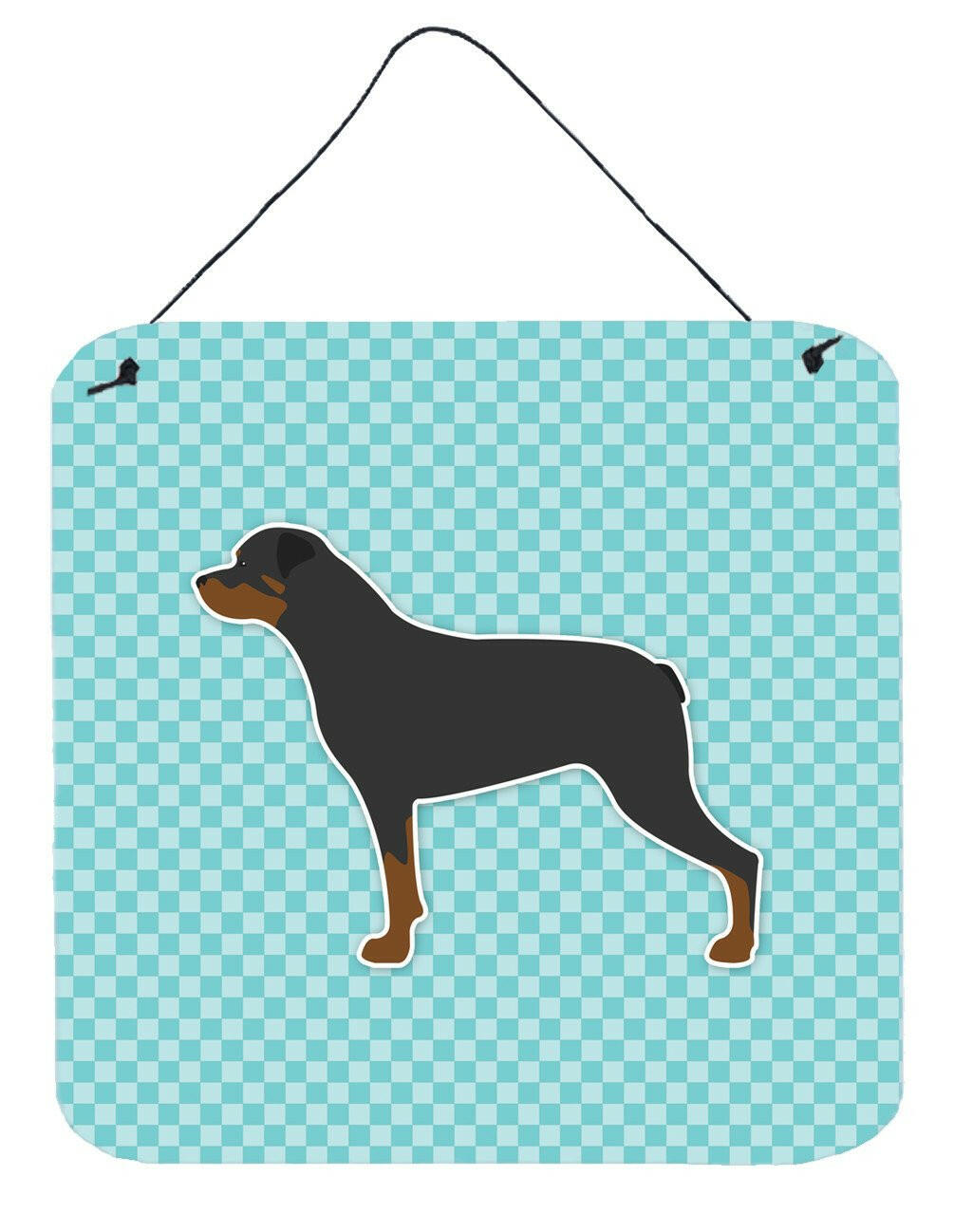 Rottweiler Checkerboard Blue Wall or Door Hanging Prints BB3766DS66 by Caroline&#39;s Treasures