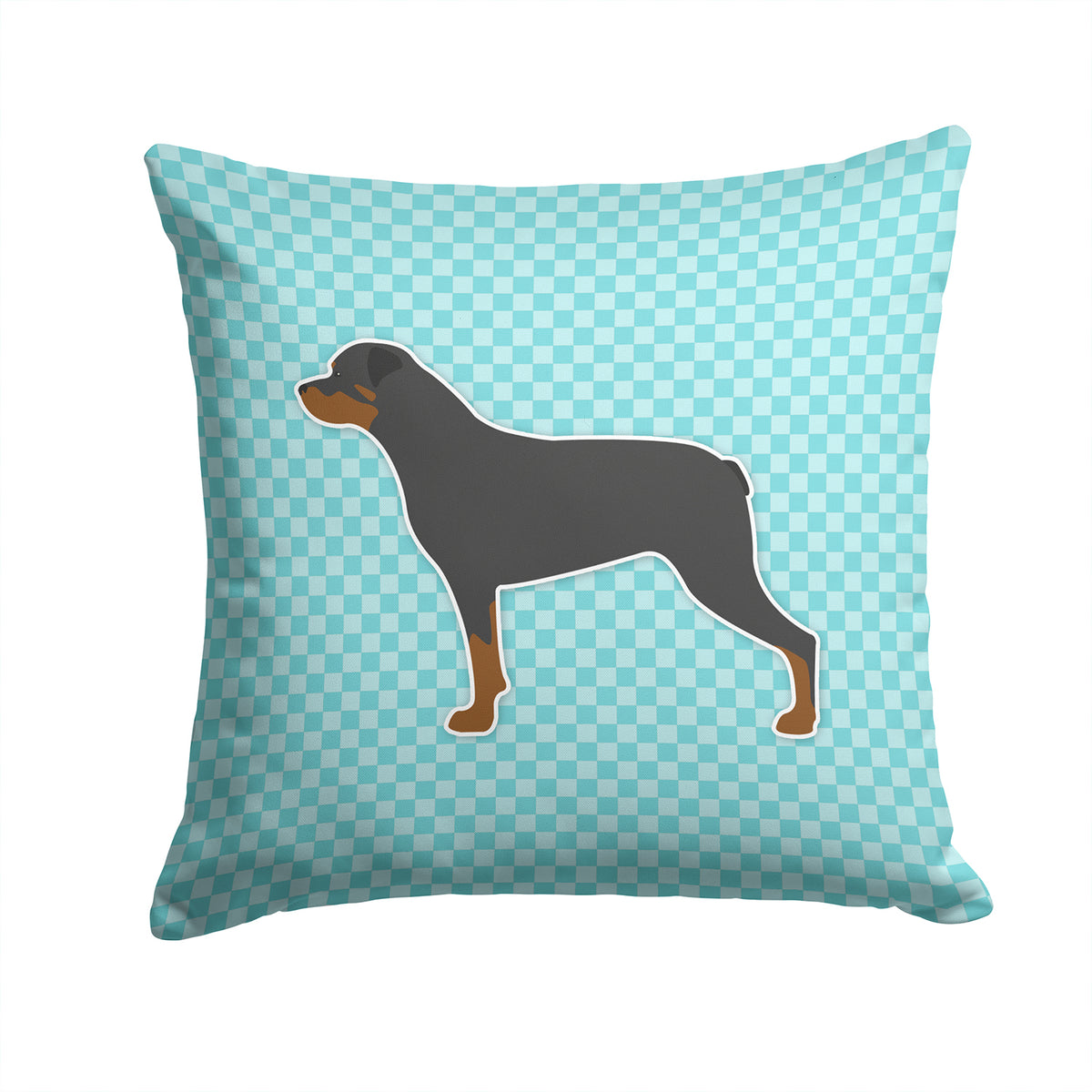 Rottweiler Checkerboard Blue Fabric Decorative Pillow BB3766PW1414 - the-store.com
