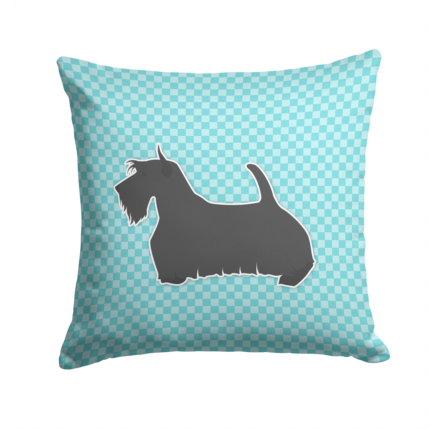 Scottish Terrier Checkerboard Blue Fabric Decorative Pillow BB3769PW1414 - the-store.com