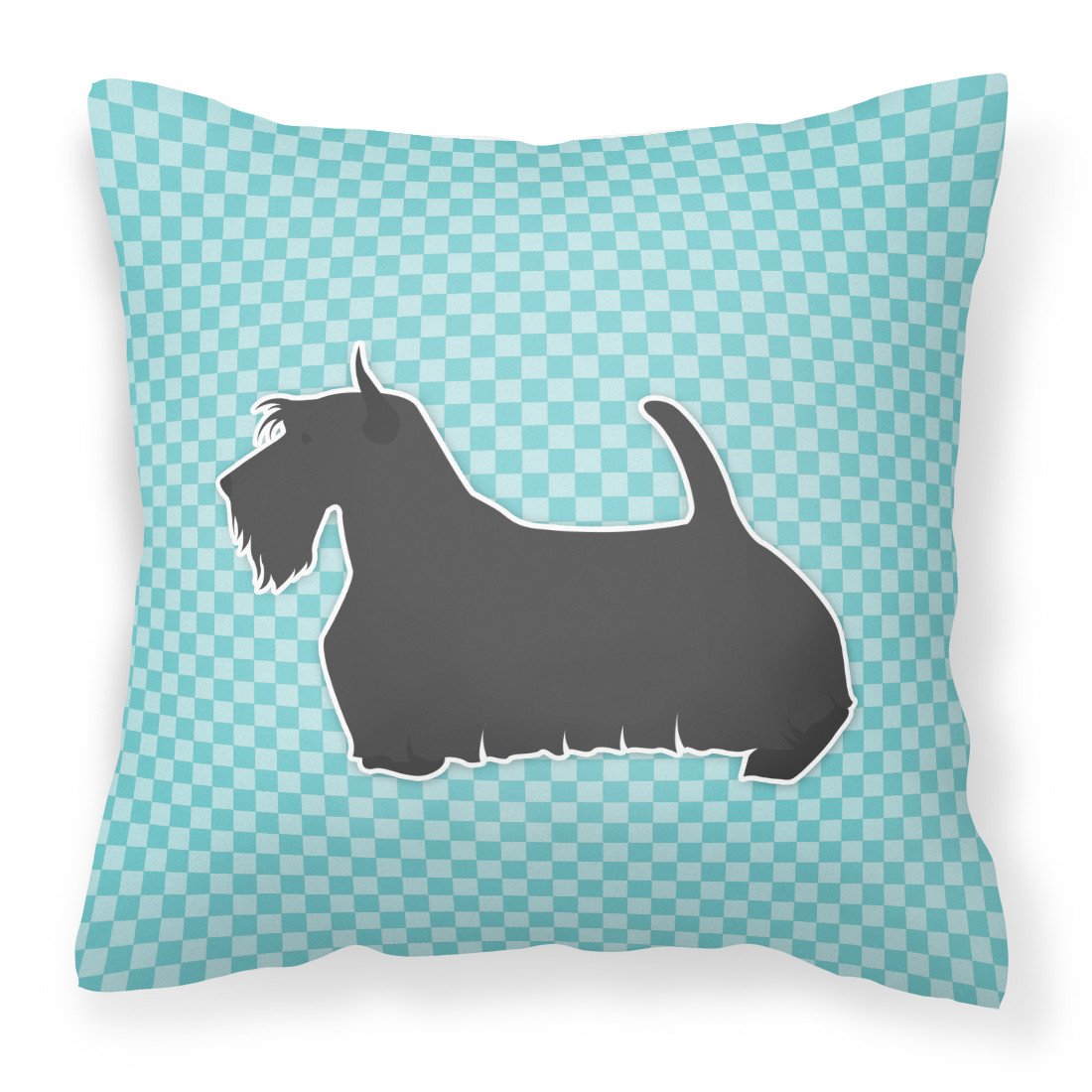 Scottish Terrier Checkerboard Blue Fabric Decorative Pillow BB3769PW1818 by Caroline&#39;s Treasures