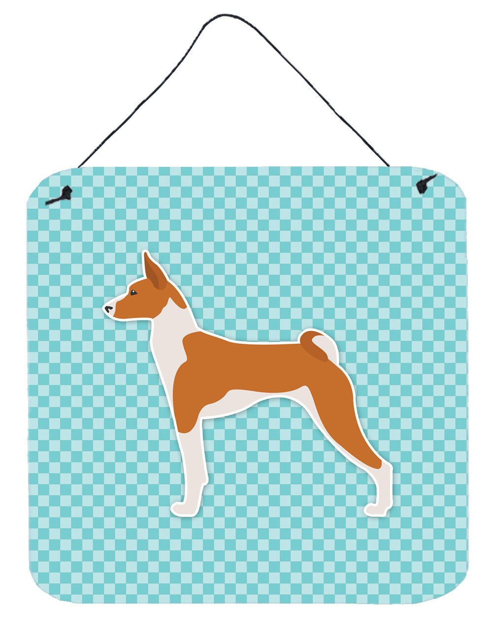Basenji Checkerboard Blue Wall or Door Hanging Prints BB3774DS66 by Caroline&#39;s Treasures