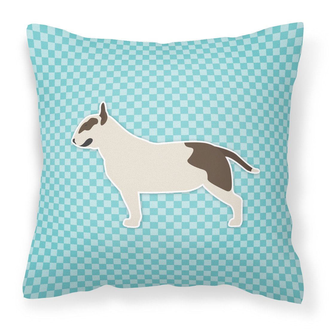 Bull Terrier Checkerboard Blue Fabric Decorative Pillow BB3778PW1818 by Caroline&#39;s Treasures