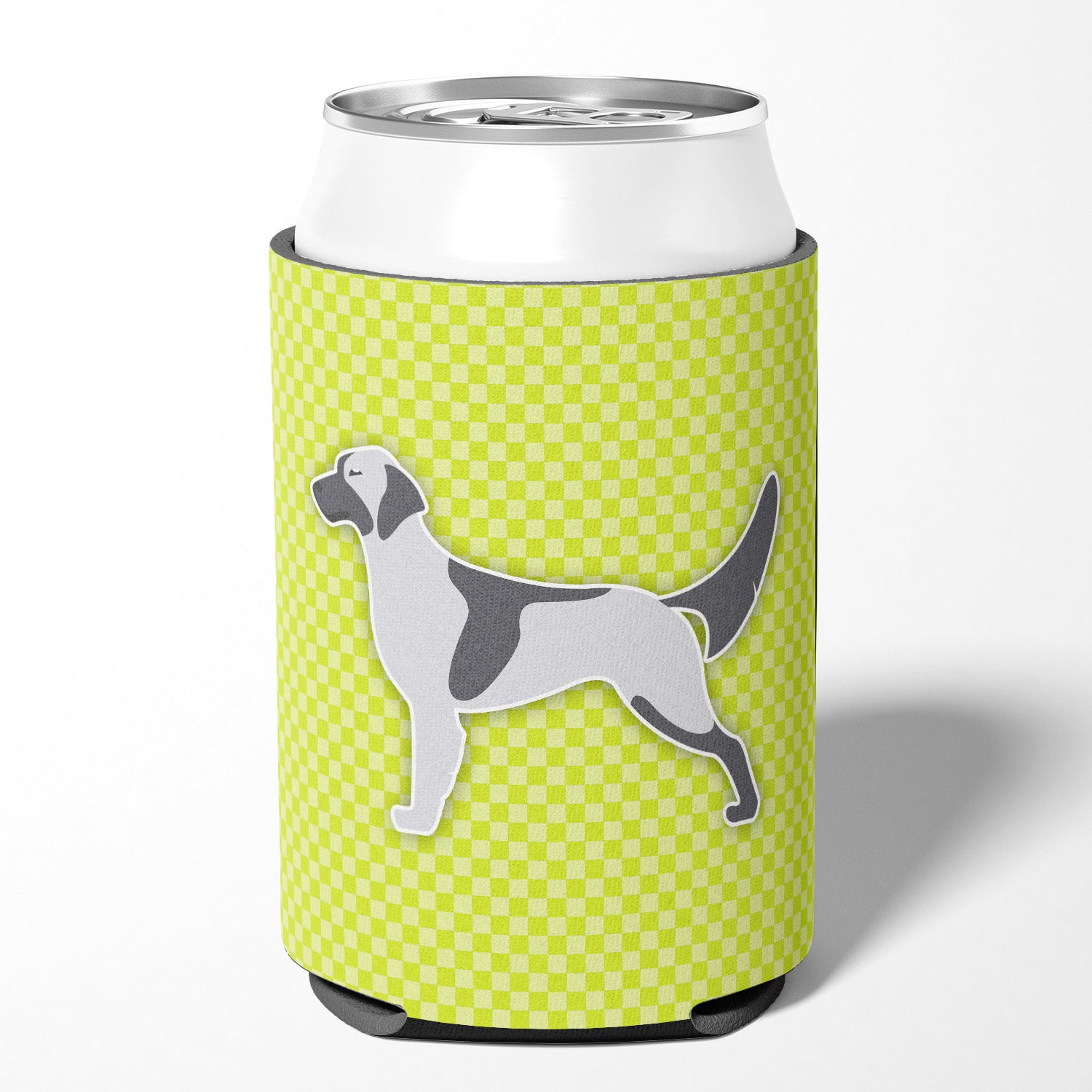English Setter Checkerboard Green Can or Bottle Hugger BB3781CC