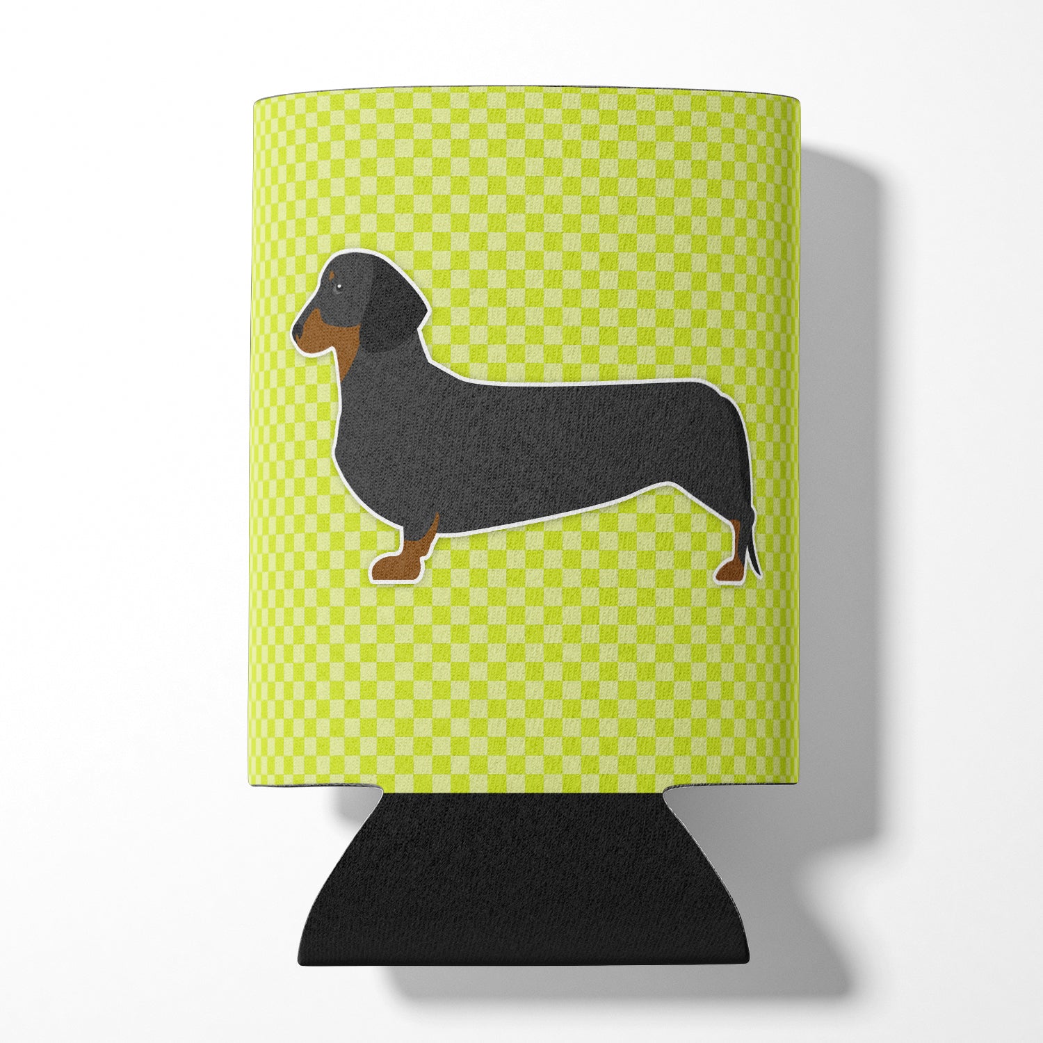 Dachshund Checkerboard Green Can or Bottle Hugger BB3782CC  the-store.com.