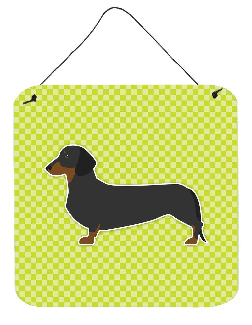 Dachshund Checkerboard Green Wall or Door Hanging Prints BB3782DS66 by Caroline&#39;s Treasures