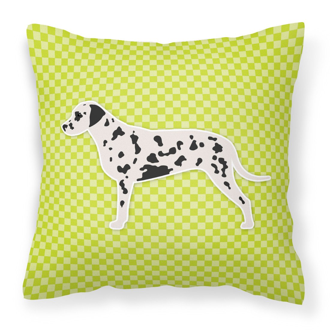 Dalmatian Checkerboard Green Fabric Decorative Pillow BB3783PW1818 by Caroline&#39;s Treasures