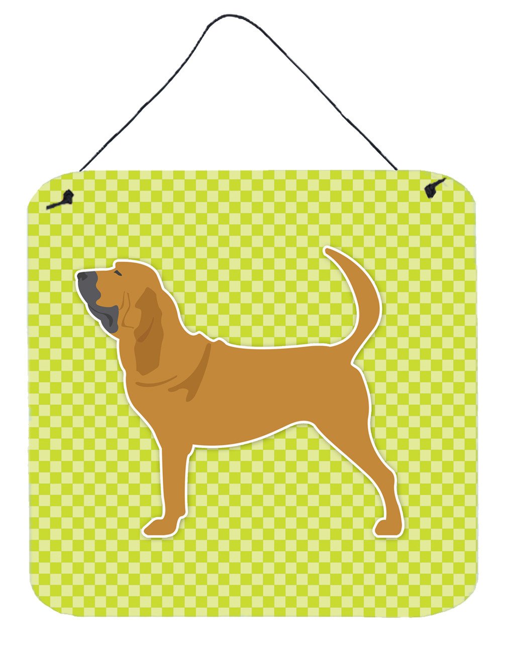 Bloodhound Checkerboard Green Wall or Door Hanging Prints BB3784DS66 by Caroline&#39;s Treasures