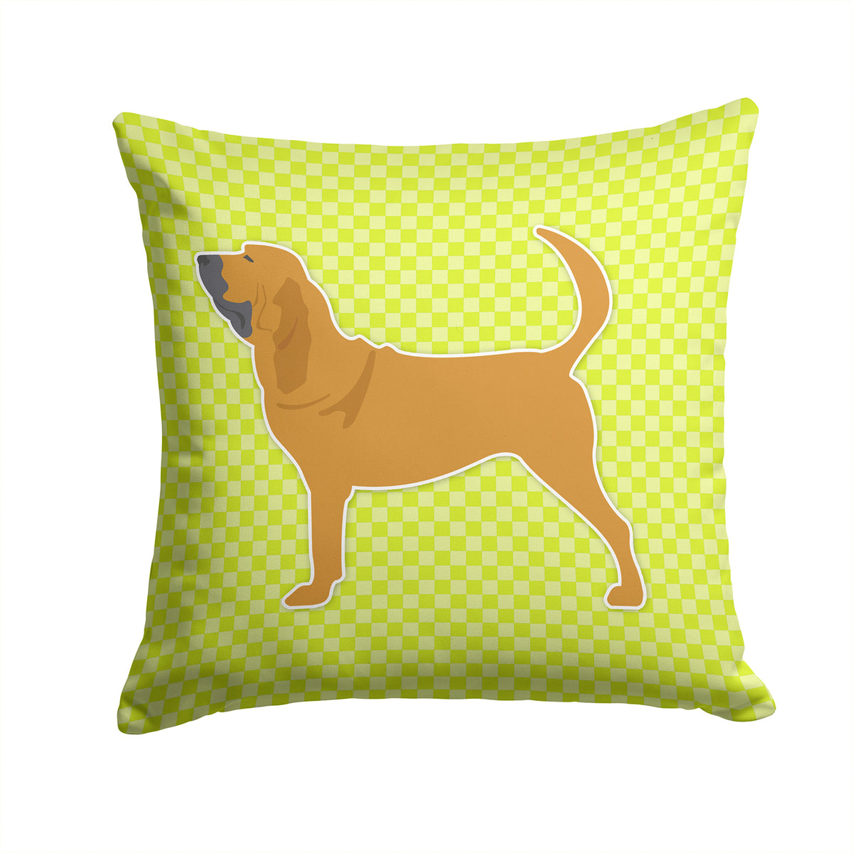 Bloodhound Checkerboard Green Fabric Decorative Pillow BB3784PW1414 - the-store.com