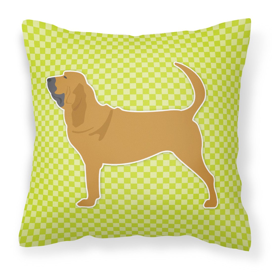 Bloodhound Checkerboard Green Fabric Decorative Pillow BB3784PW1818 by Caroline&#39;s Treasures