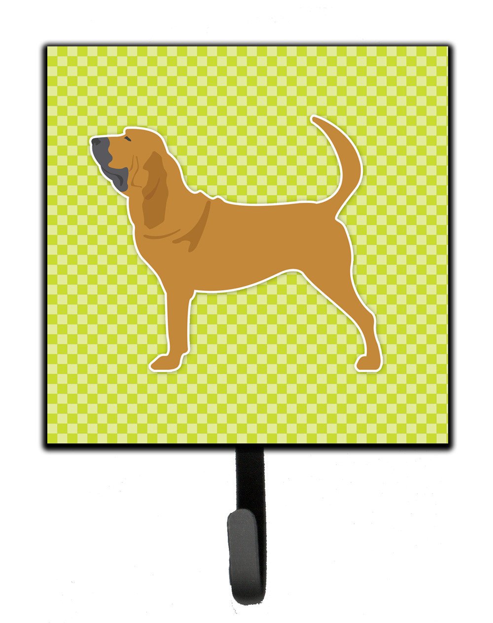 Bloodhound Checkerboard Green Leash or Key Holder BB3784SH4 by Caroline&#39;s Treasures