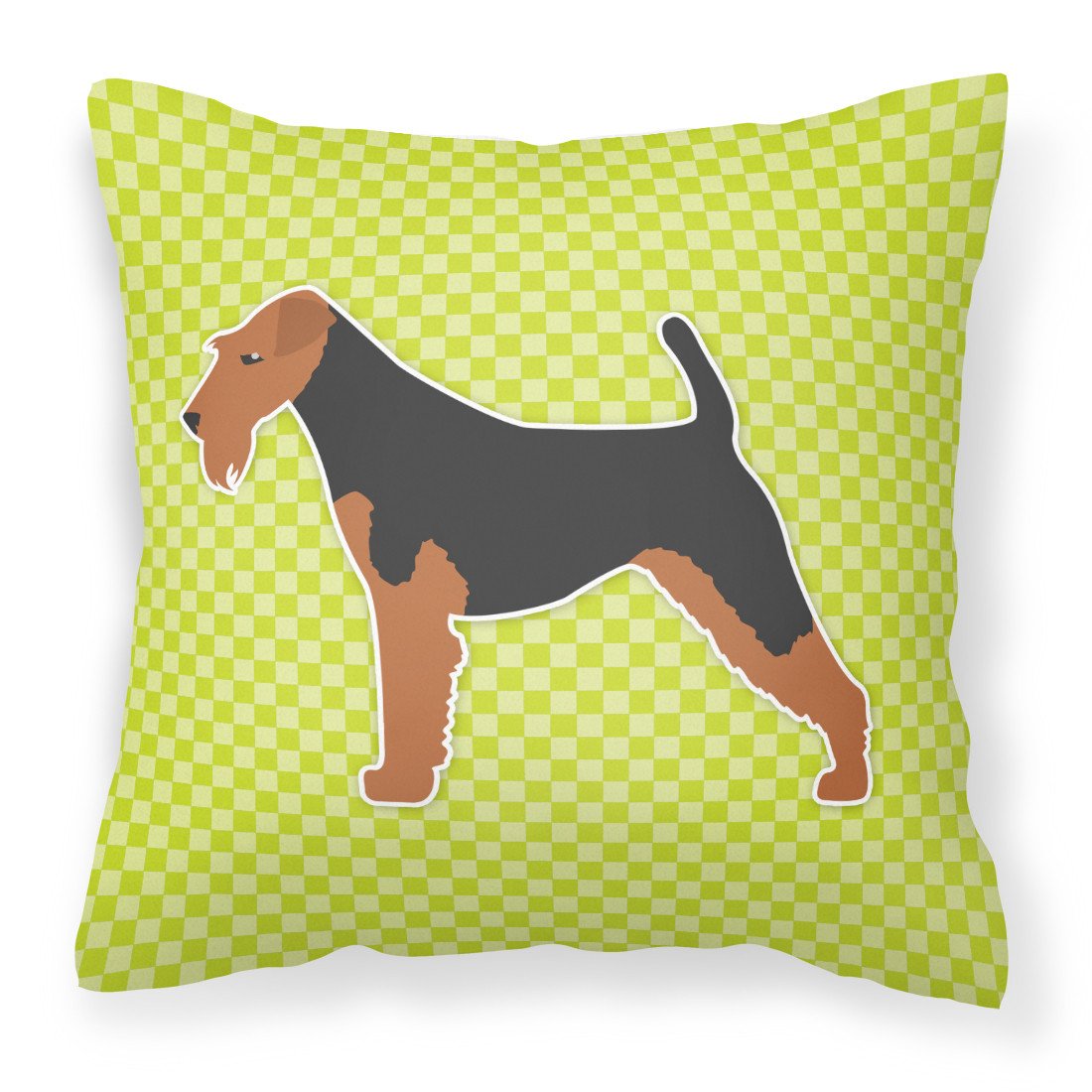 Welsh Terrier Checkerboard Green Fabric Decorative Pillow BB3785PW1818 by Caroline&#39;s Treasures