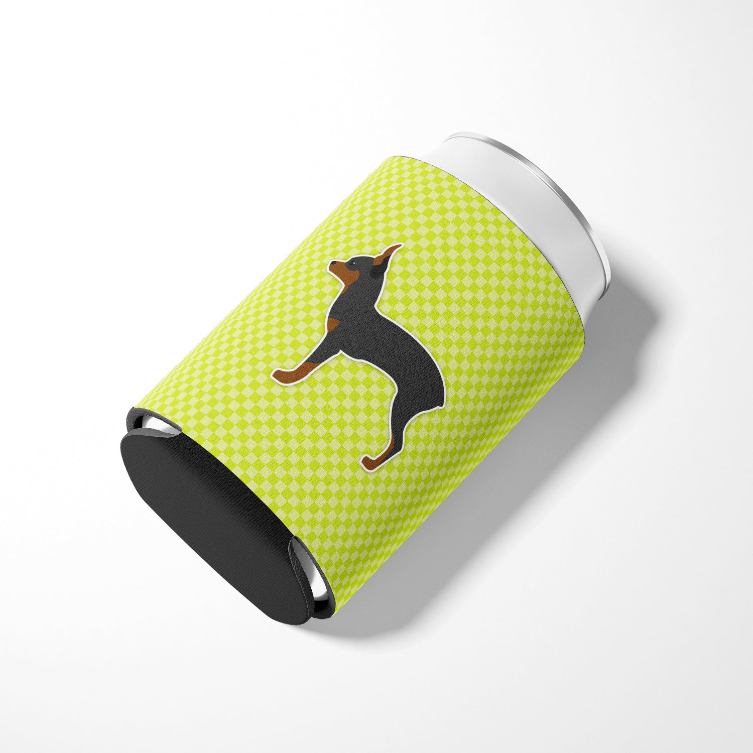 Toy Fox Terrier Checkerboard Green Can or Bottle Hugger BB3787CC  the-store.com.