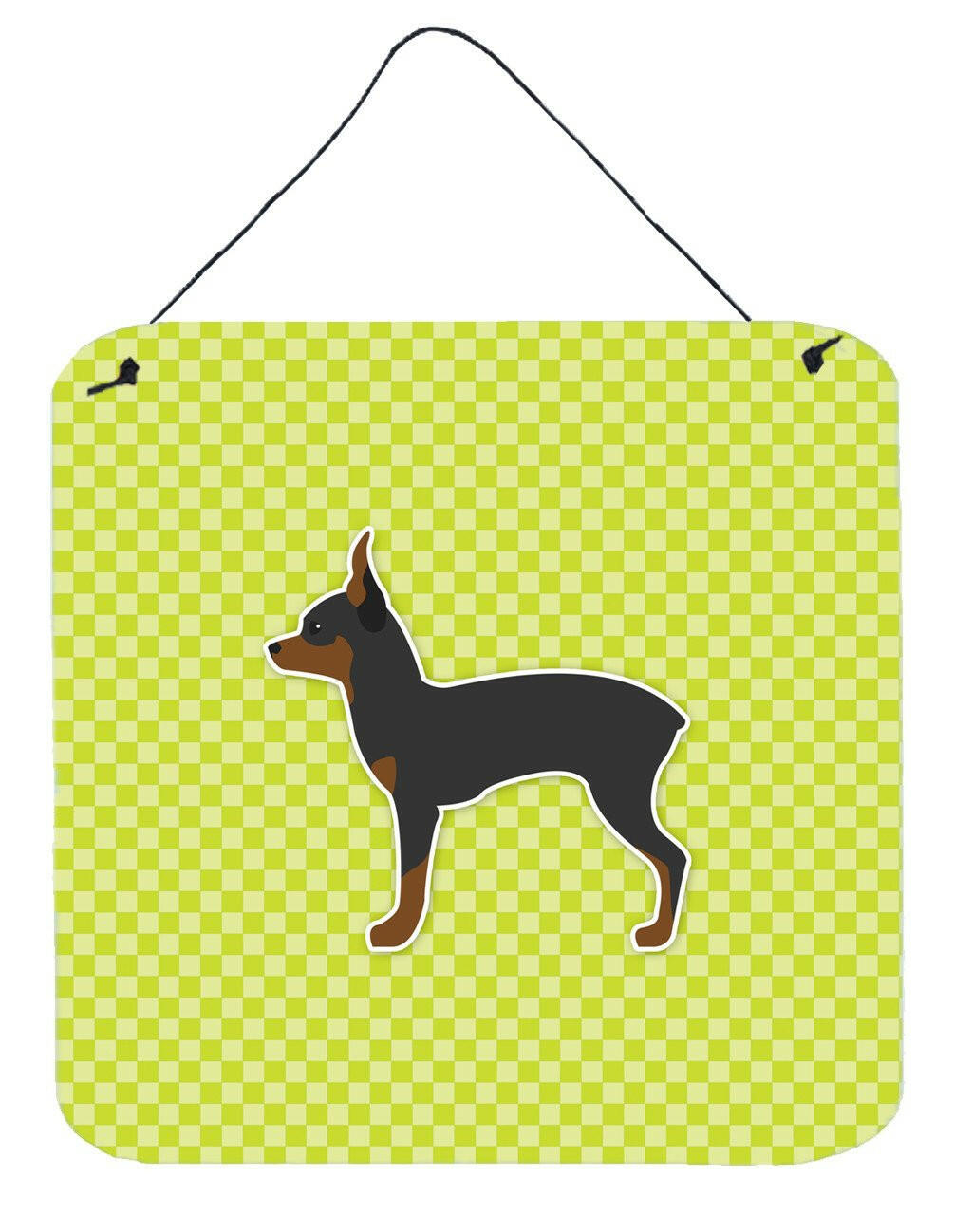 Toy Fox Terrier Checkerboard Green Wall or Door Hanging Prints BB3787DS66 by Caroline&#39;s Treasures