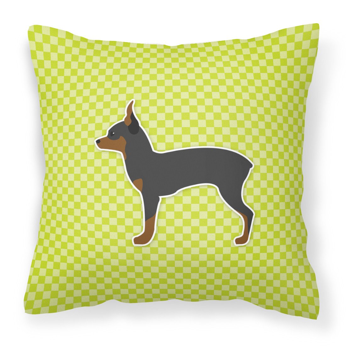 Toy Fox Terrier Checkerboard Green Fabric Decorative Pillow BB3787PW1818 by Caroline&#39;s Treasures
