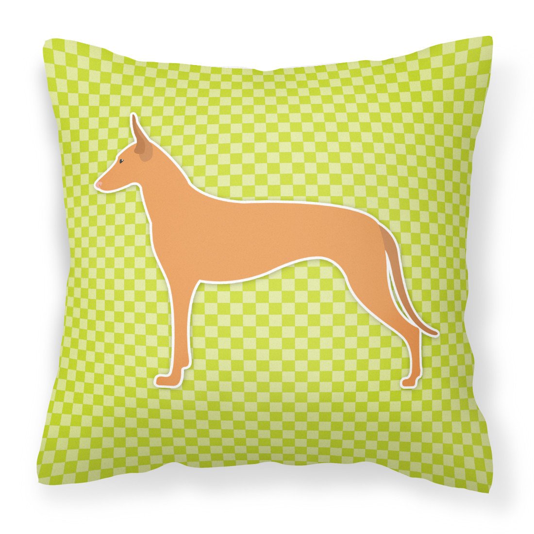 Pharaoh Hound Checkerboard Green Fabric Decorative Pillow BB3788PW1818 by Caroline&#39;s Treasures
