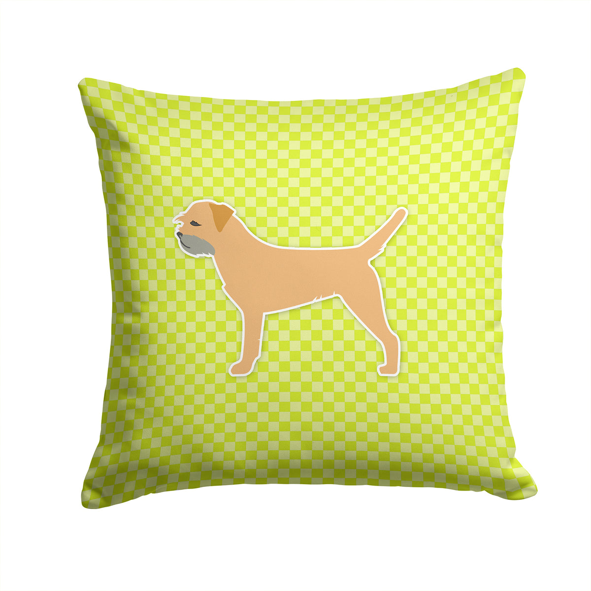 Border Terrier Checkerboard Green Fabric Decorative Pillow BB3789PW1414 - the-store.com