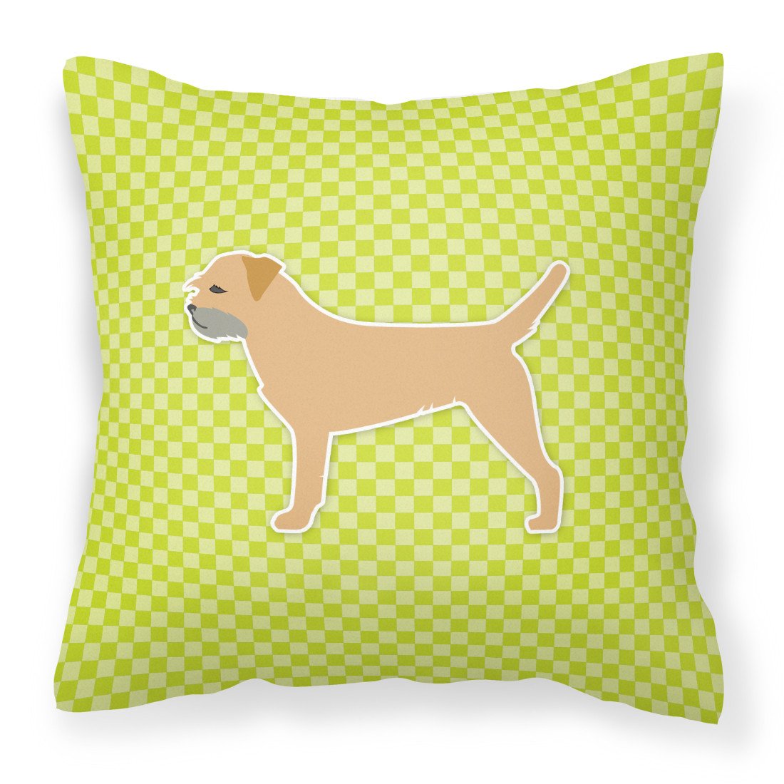 Border Terrier Checkerboard Green Fabric Decorative Pillow BB3789PW1818 by Caroline&#39;s Treasures