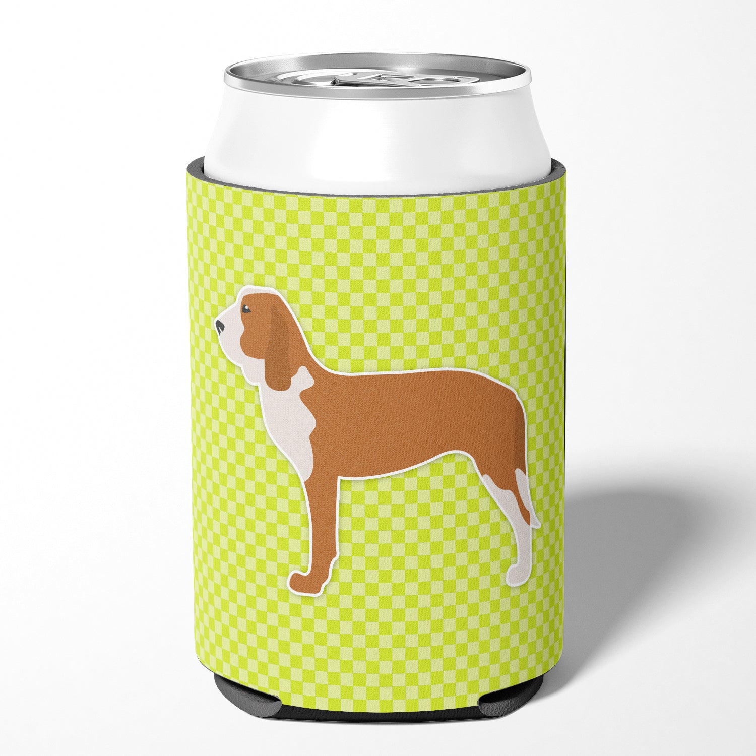 Spanish Hound Checkerboard Green Can or Bottle Hugger BB3791CC