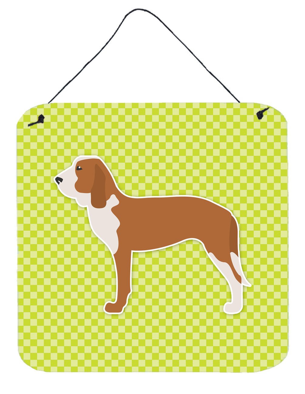 Spanish Hound Checkerboard Green Wall or Door Hanging Prints BB3791DS66 by Caroline's Treasures