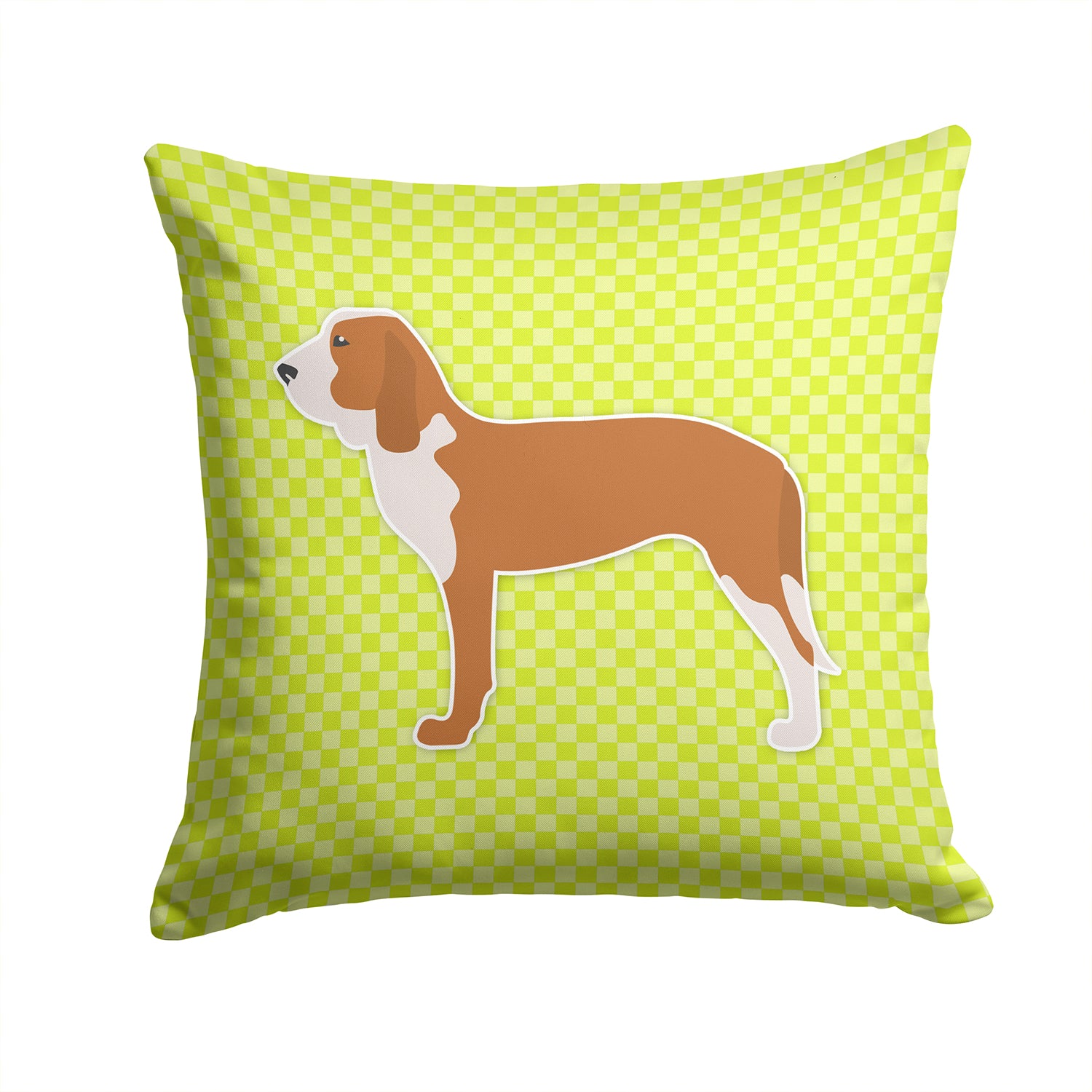 Spanish Hound Checkerboard Green Fabric Decorative Pillow BB3791PW1414 - the-store.com