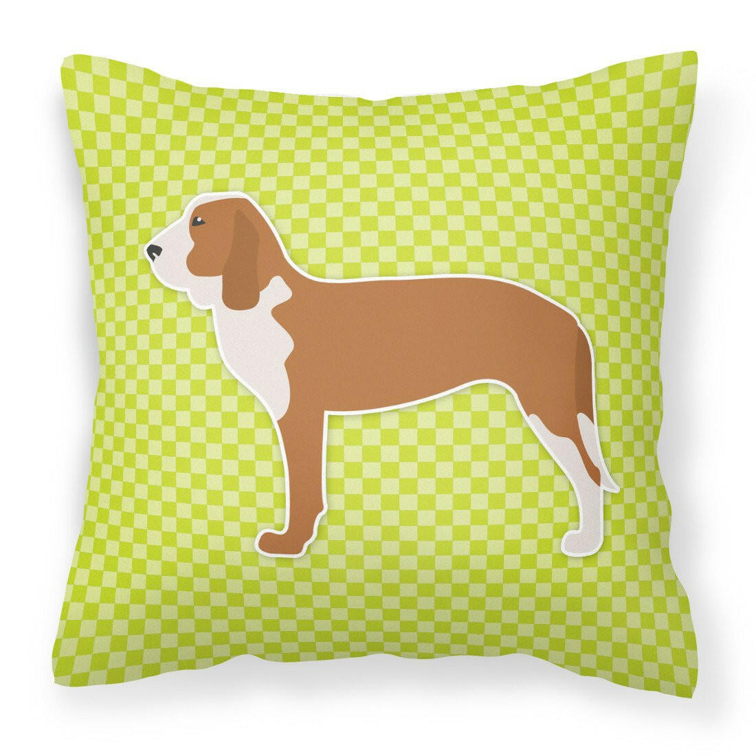 Spanish Hound Checkerboard Green Fabric Decorative Pillow BB3791PW1818 by Caroline&#39;s Treasures