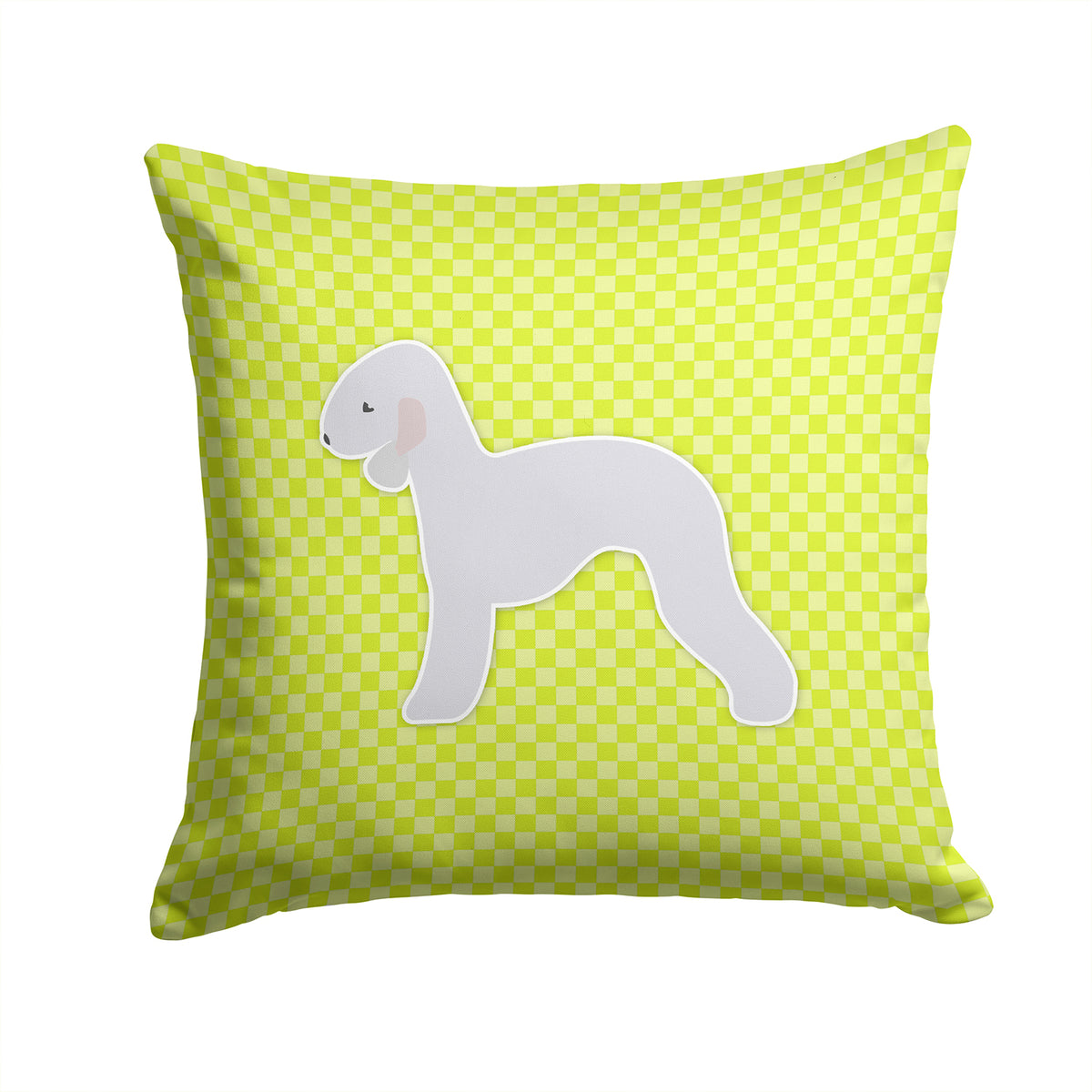 Bedlington Terrier Checkerboard Green Fabric Decorative Pillow BB3794PW1414 - the-store.com